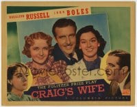 8k489 CRAIG'S WIFE LC 1936 best portrait of John Boles between Rosalind Russell & Billie Burke!