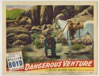 8k498 DANGEROUS VENTURE LC #4 1947 William Boyd as Hopalong Cassidy kneeling by his white horse!