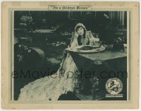 8k501 DAY DREAMS LC 1919 great close up of Madge Kennedy wearing bridal gown & eating fancy meal!