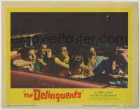 8k509 DELINQUENTS LC #5 1957 Robert Altman, great image of 7 teens crammed into convertible car!