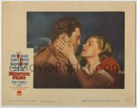 8k513 DETECTIVE STORY LC #7 1951 William Wyler, romantic c/u of Kirk Douglas & Eleanor Parker!