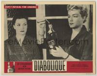 8k520 DIABOLIQUE LC 1955 Vera Clouzot watches Simone Signoret put poison into wine bottle!