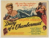 8k082 DIARY OF A CHAMBERMAID TC 1946 full-length artwork of sexy untrue girl Paulette Goddard!