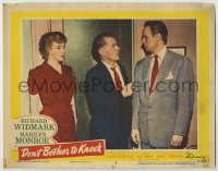 8k523 DON'T BOTHER TO KNOCK LC #2 1952 Elisha Cook Jr. between Marilyn Monroe & Richard Widmark!