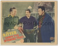 8k527 DOWN THE WYOMING TRAIL LC 1939 great close up of Tex Ritter pointing gun at two bad guys!