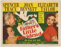 8k097 FATHER'S LITTLE DIVIDEND TC 1951 art of Elizabeth Taylor, Spencer Tracy & Joan Bennett!