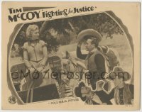 8k551 FIGHTING FOR JUSTICE LC 1932 Tim McCoy tips of hat to pretty Joyce Compton on buggy!
