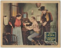 8k554 FIGHTING SHERIFF LC 1931 stern old lady points her finger at Buck Jones sitting at desk!