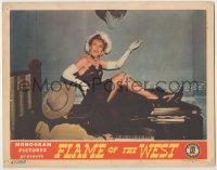8k565 FLAME OF THE WEST LC 1945 best image of sexy saloon girl Joan Woodbury singing on piano!