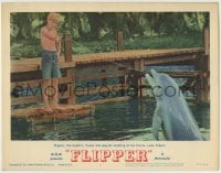 8k569 FLIPPER LC #1 1963 the dolphin heeds the playful scolding of his friend Luke Halpin!
