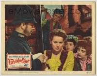 8k575 FORBIDDEN STREET LC #6 1949 Victorian English policeman stares at pretty Maureen O'Hara!