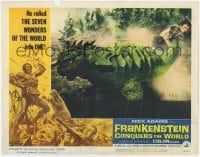 8k584 FRANKENSTEIN CONQUERS THE WORLD LC #4 1966 he's fighting Baragon the giant lizard monster!