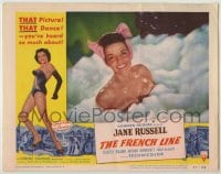 8k587 FRENCH LINE 2D LC #8 1954 Howard Hughes, c/u of sexy Jane Russell naked in bubble bath!
