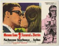 8k593 FUNERAL IN BERLIN LC #2 1967 super close up of Michael Caine kissing pretty Eva Renzi!