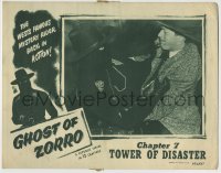 8k599 GHOST OF ZORRO chapter 7 LC 1949 masked Clayton Moore fighting bad guy, Tower of Disaster!