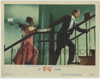 8k603 GIGI LC #3 1958 Louis Jourdan rushes Leslie Caron home to escape Paris cafe society!