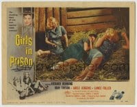 8k610 GIRLS IN PRISON LC #8 1956 sexy Joan Taylor with gun by female convicts laying on hay!