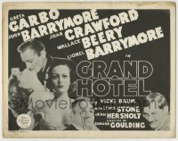 8k116 GRAND HOTEL TC R1950 Greta Garbo, John & Lionel Barrymore, Wallace Beery, Joan Crawford