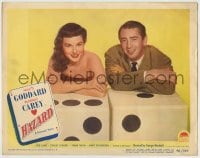 8k647 HAZARD LC #6 1948 sexy Paulette Goddard & MacDonald Carey posing on huge dice!