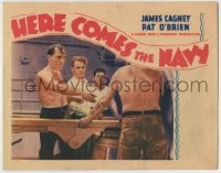 8k659 HERE COMES THE NAVY LC 1934 barechested Pat O'Brien, James Cagney & Frank McHugh on ship!