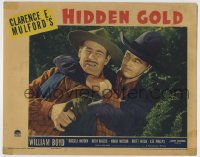 8k662 HIDDEN GOLD LC 1940 great c/u of William Boyd as Hopalong Cassidy choking bad guy!