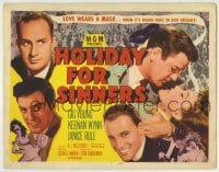 8k126 HOLIDAY FOR SINNERS TC 1952 Gig Young, Keenan Wynn, Rule, love wears a mask at Mardi Gras!