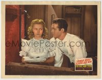 8k686 I WONDER WHO'S KISSING HER NOW LC #2 1947 c/u of Mark Stevens staring at pretty June Haver!