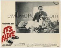 8k698 IT'S ALIVE LC #5 1974 Larry Cohen, John Ryan stands over woman on operating table!