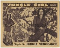 8k710 JUNGLE GIRL chapter 5 LC 1941 super close up of Frances Gifford in tree with knife in mouth!