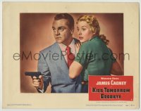 8k724 KISS TOMORROW GOODBYE LC #6 1950 great c/u of James Cagney with gun & pretty Barbara Payton!