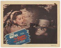 8k732 LADY TAKES A CHANCE LC R1954 Jean Arthur & sleeping John Wayne, The Cowboy and the Girl!