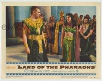 8k733 LAND OF THE PHARAOHS LC #4 1955 Jack Hawkins stares at sexy Joan Collins in skimpy outfit!