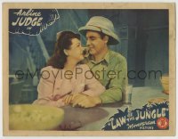 8k737 LAW OF THE JUNGLE LC 1942 romantic close up of Arline Judge & John King in pith helmet!
