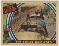 8k746 LOCAL BAD MAN LC 1932 cool image of Hoot Gibson caught on top of train by men with rifles!