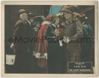 8k759 LUCKY HORSESHOE LC 1925 close up of cowboy Tom Mix & pretty Billie Dove at train station!