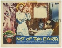 8k810 NOT OF THIS EARTH LC 1957 close up of nurse Beverly Garland injecting alien Paul Birch!