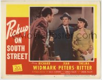8k830 PICKUP ON SOUTH STREET LC #2 1953 Richard Widmark & Jean Peters w/Vye in Fuller noir classic