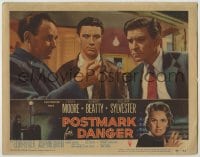 8k837 POSTMARK FOR DANGER LC #2 1956 Geoffrey Keen shows clue to Robert Beatty & William Sylvester
