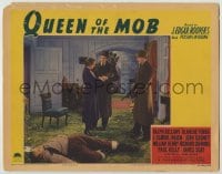 8k844 QUEEN OF THE MOB LC 1940 Blanche Yurka & gangsters with guns standing by dead body!