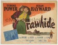 8k260 RAWHIDE TC 1951 close up of cowboy Tyrone Power manhandling pretty Susan Hayward!