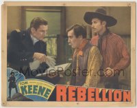 8k850 REBELLION LC 1936 uniformed Tom Keene sternly explains the law to two bad men!