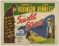 8k289 SCARLET STREET TC R1949 Fritz Lang film noir, Edward G. Robinson, Joan Bennett, Dan Duryea