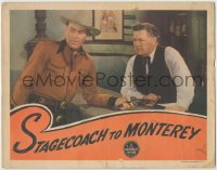 8k905 STAGECOACH TO MONTEREY LC 1944 cowboy Rocky Lane hands his gun to man behind bar!