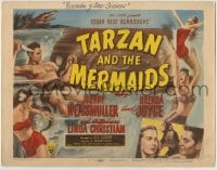 8k323 TARZAN & THE MERMAIDS TC 1948 art of Johnny Weissmuller battling octopus, sexy Brenda Joyce!