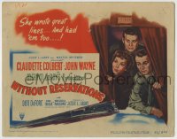 8k362 WITHOUT RESERVATIONS TC 1946 art of John Wayne, Claudette Colbert & Don DeFore + train!