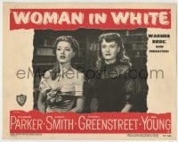 8k991 WOMAN IN WHITE LC #3 1948 close up of worried Eleanor Parker & Alexis Smith!