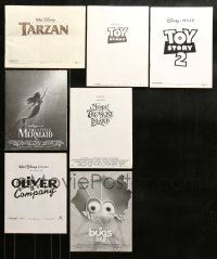 8m164 LOT OF 7 DISNEY PRESSKIT SUPPLEMENTS WITH 1 STILL EACH 1990s all from animated movies!