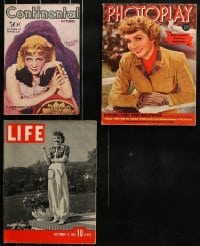 8m186 LOT OF 3 CLAUDETTE COLBERT MOVIE MAGAZINES 1930s-1940s great Cleopatra cover image & more!