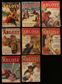 8m176 LOT OF 8 ARGOSY ALL-STORY WEEKLY PULP MAGAZINES 1930s all with great full-color cover art!