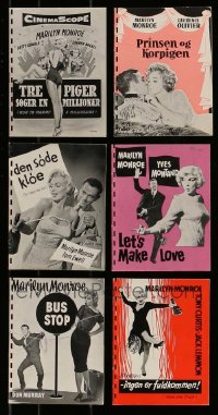 8m233 LOT OF 6 MARILYN MONROE DANISH PROGRAMS 1950s-1960s different images of the sexy star!